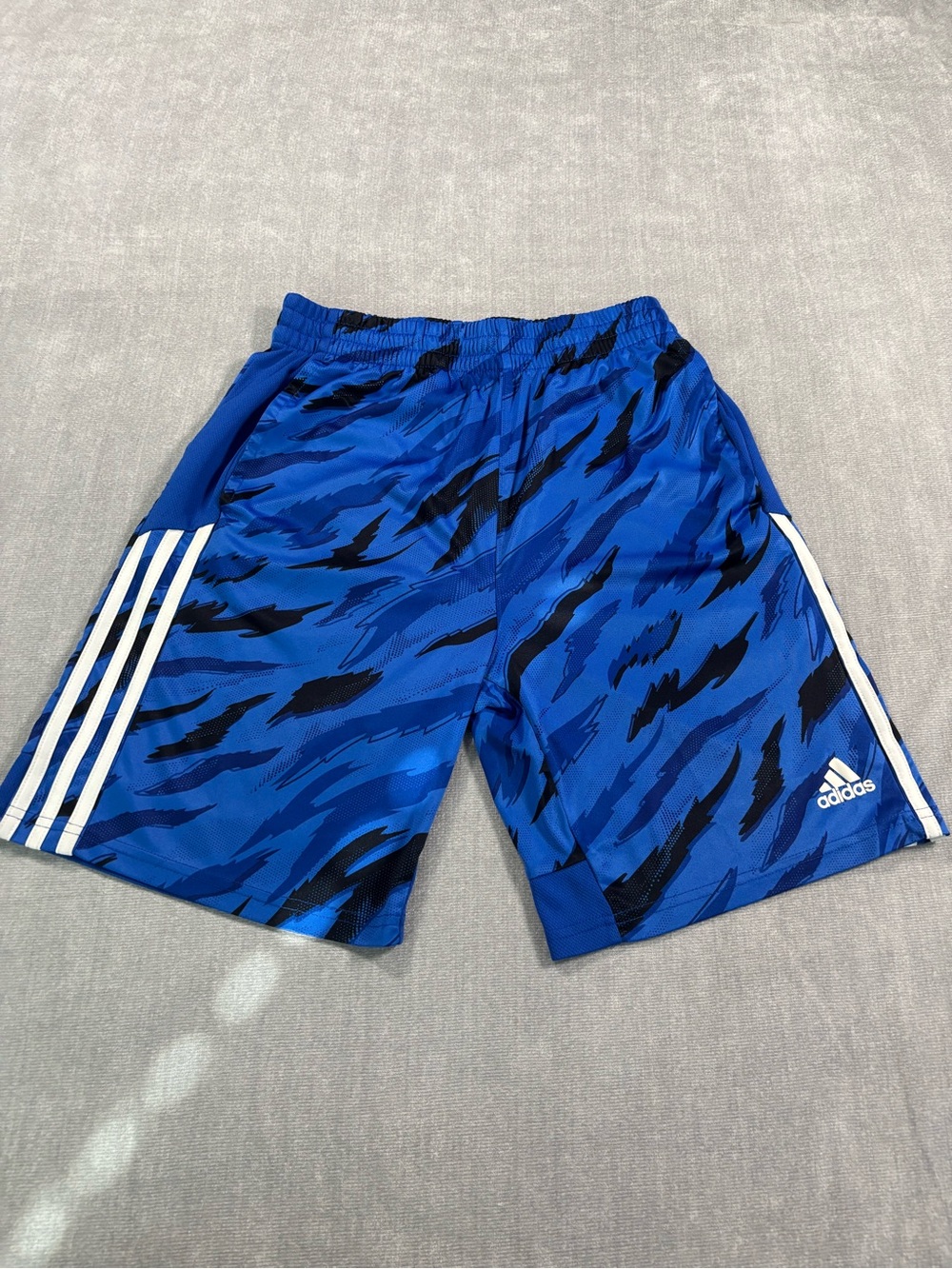 adidas Blue and Black‎ Men's Athletic Shorts with White Stripes